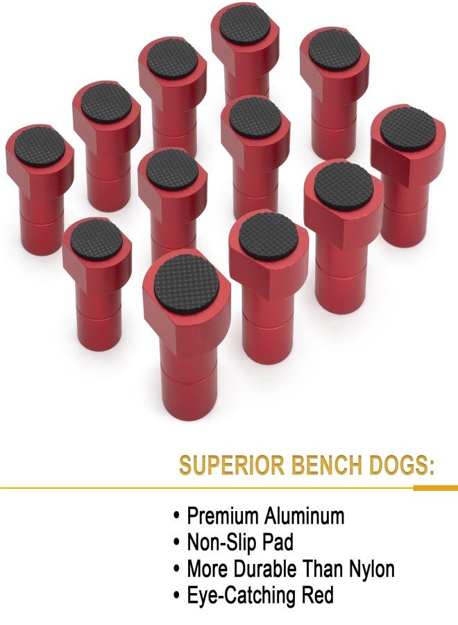 ViewReal 12-Pack 3/4" Bench Dogs,Non-Slip Bench Dog Clamp Aluminum Alloy Workbench Dogs Stops for MFT Tables, Woodworking & DIY Projects(19mm/0.75inch) - Image 2