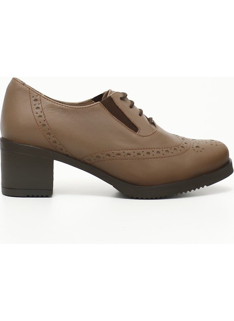 Gönderi(r) Gön Genuine Leather Round Toe Medium Heel Rubber Sole Lace-Up Women's Shoes 24231  - Image 1