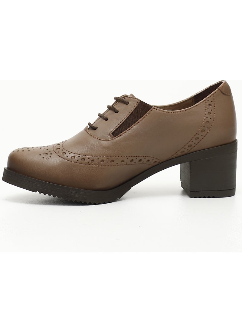 Gönderi(r) Gön Genuine Leather Round Toe Medium Heel Rubber Sole Lace-Up Women's Shoes 24231  - Image 4