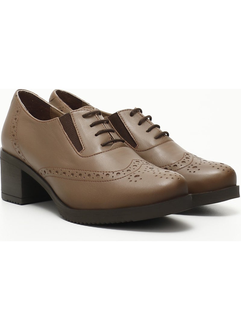 Gönderi(r) Gön Genuine Leather Round Toe Medium Heel Rubber Sole Lace-Up Women's Shoes 24231  - Image 3