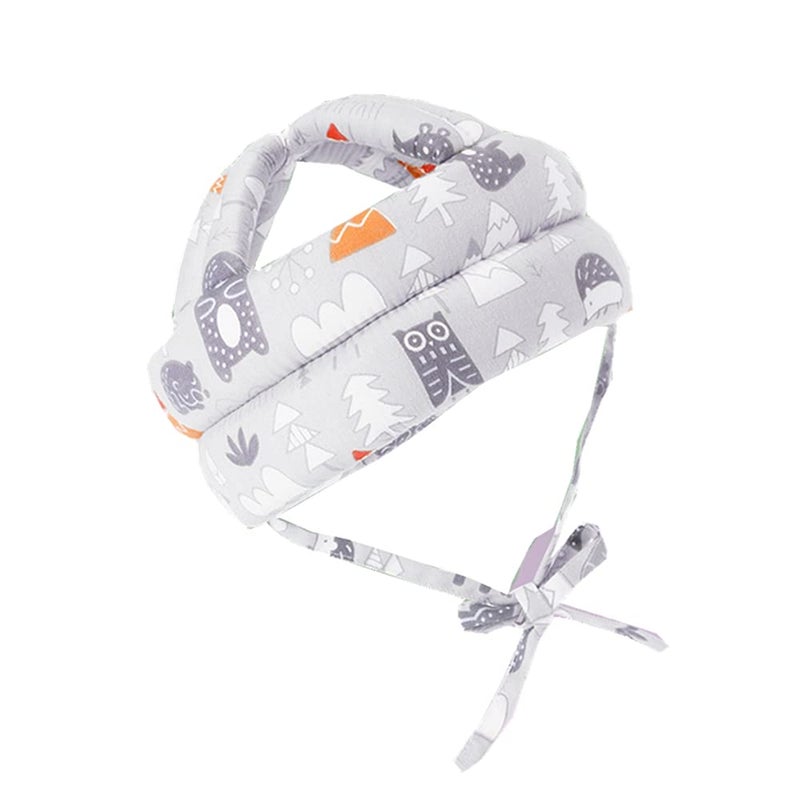 RUIXIB Infant Baby Safety Helmet Soft No Bumps Head Protective Hat Adjustable Head Cushion Bumper Bonnet for Crawling Walking (Grey Forest), One Size