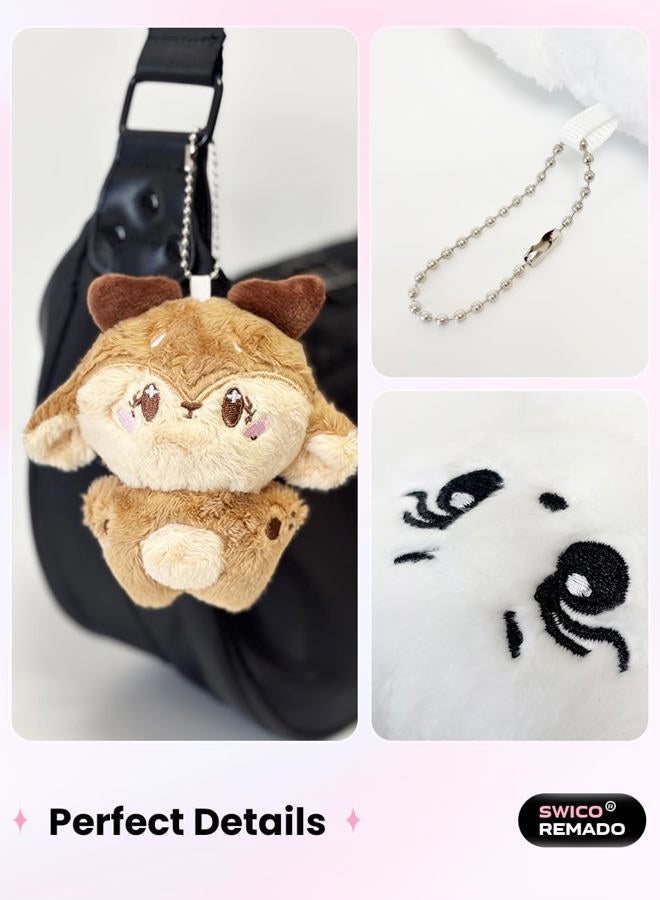 Swico Remado Cute Cartoon Animal Keychains Car Key Handbag Wallet Tote Bag Pendant for Women, Beige-jake, Standard - Image 4