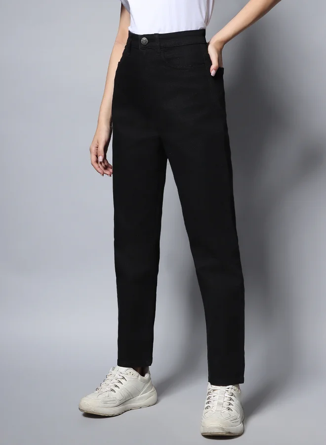 HIGH STAR High Rise Solid Regular Fit Jeans