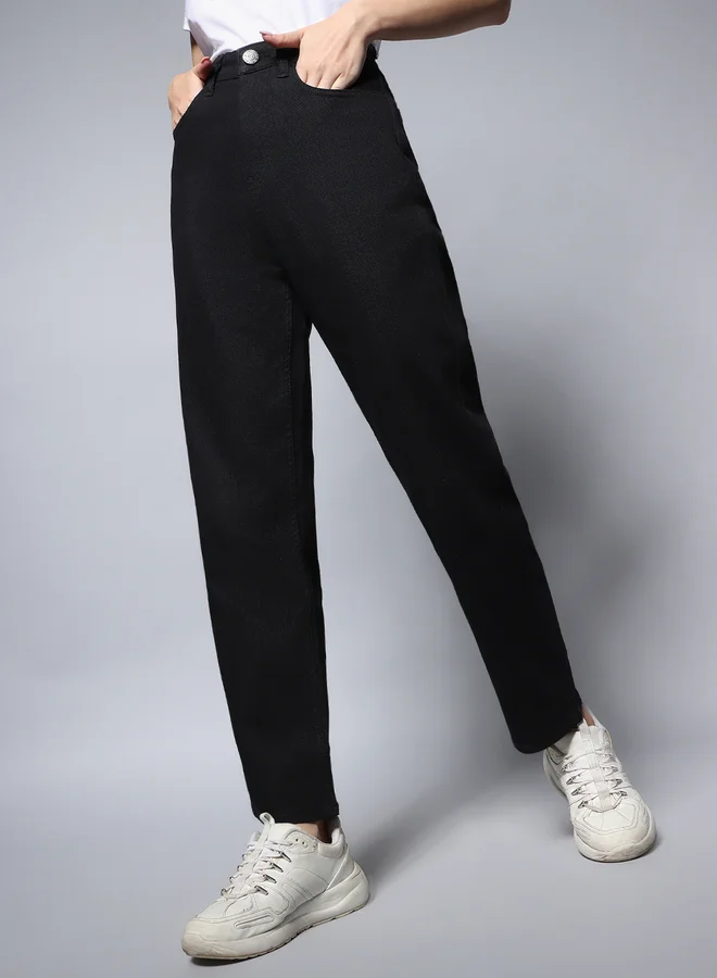 HIGH STAR High Rise Solid Regular Fit Jeans