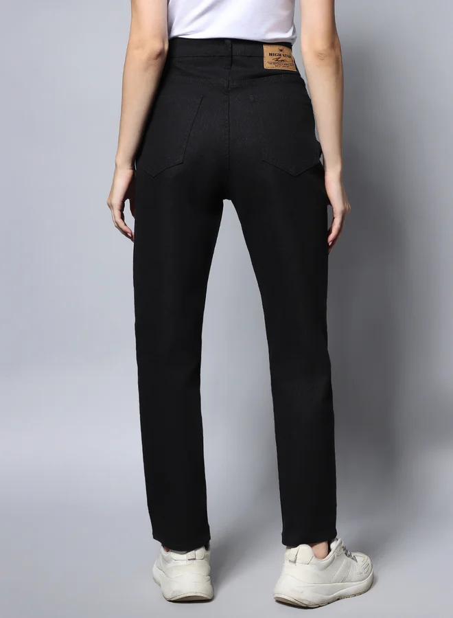 HIGH STAR High Rise Solid Regular Fit Jeans