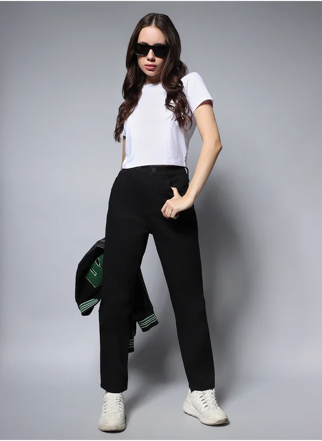 هاي ستار High Rise Solid Regular Fit Jeans
