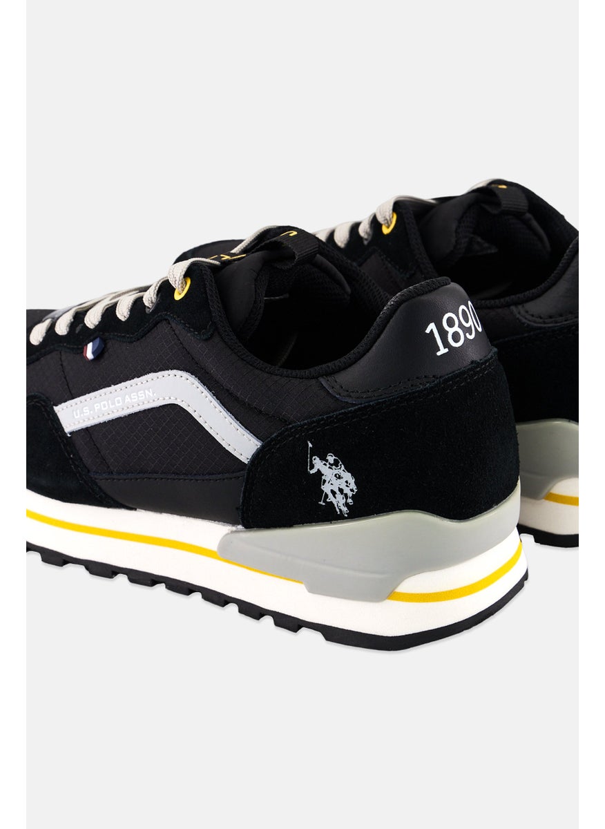 U.S. Polo Assn. Men Brand Logo Lace Up Micro Suede Shoes, Black  - Image 2