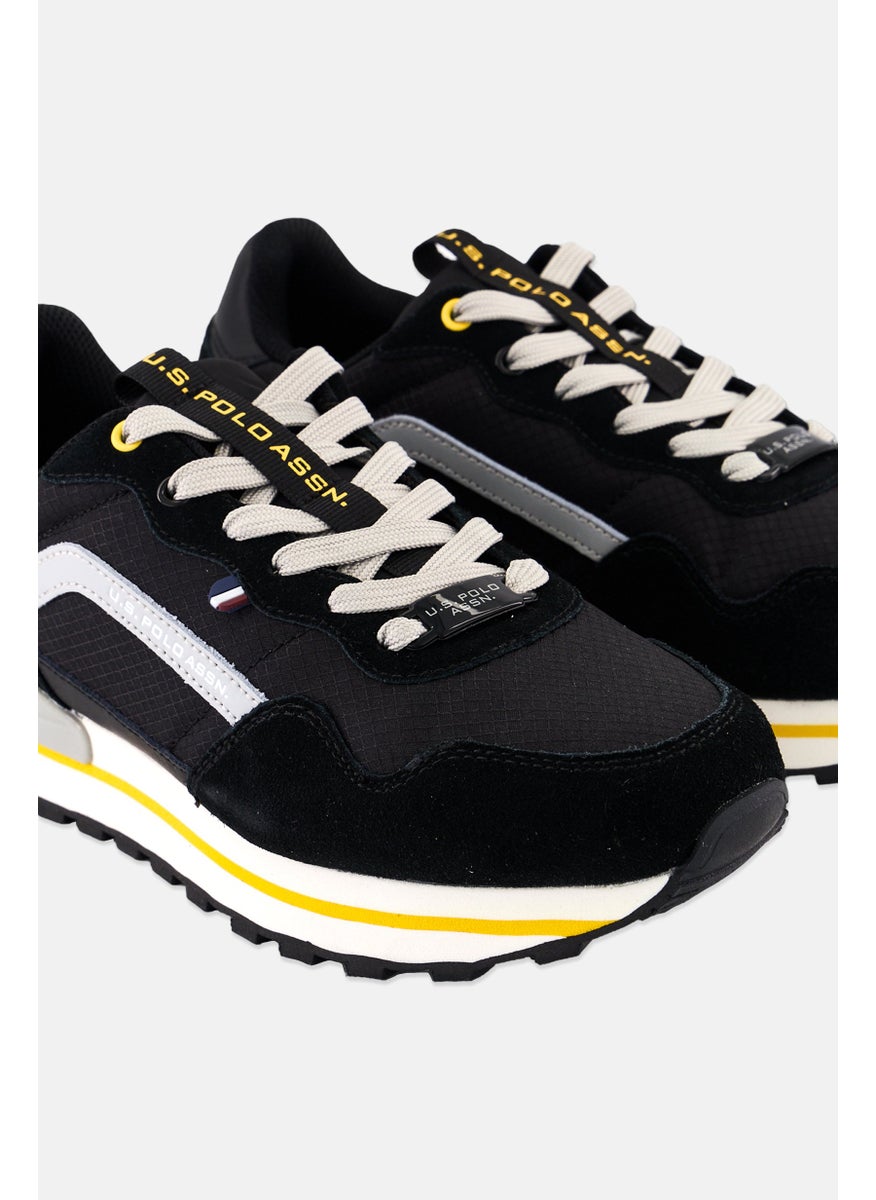 U.S. Polo Assn. Men Brand Logo Lace Up Micro Suede Shoes, Black  - Image 3