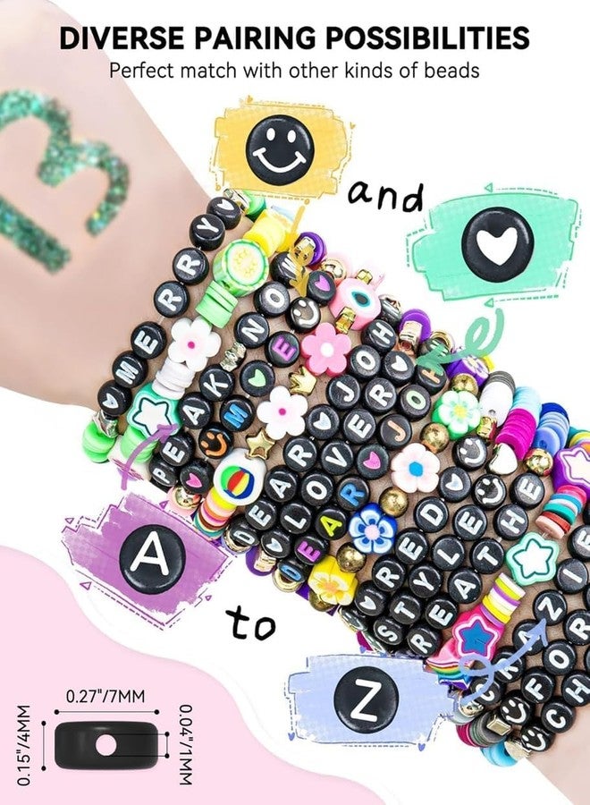 FEXONXA Beads Bracelet Making Kit with 1400 PCS Alphabet Beads | 28 Grids A–Z Letter Beads Jewelry Making Set with Storage Box | DIY Friendship Bracelet Kit Gift for Girls & Boys Age (Black Noir) - Image 5