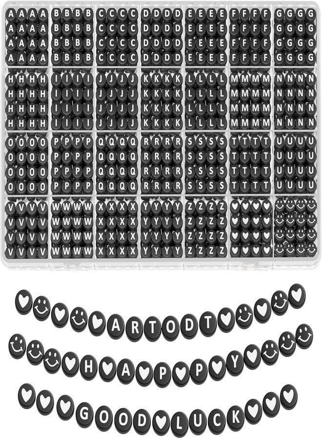 FEXONXA Beads Bracelet Making Kit with 1400 PCS Alphabet Beads | 28 Grids A–Z Letter Beads Jewelry Making Set with Storage Box | DIY Friendship Bracelet Kit Gift for Girls & Boys Age (Black Noir) - Image 1