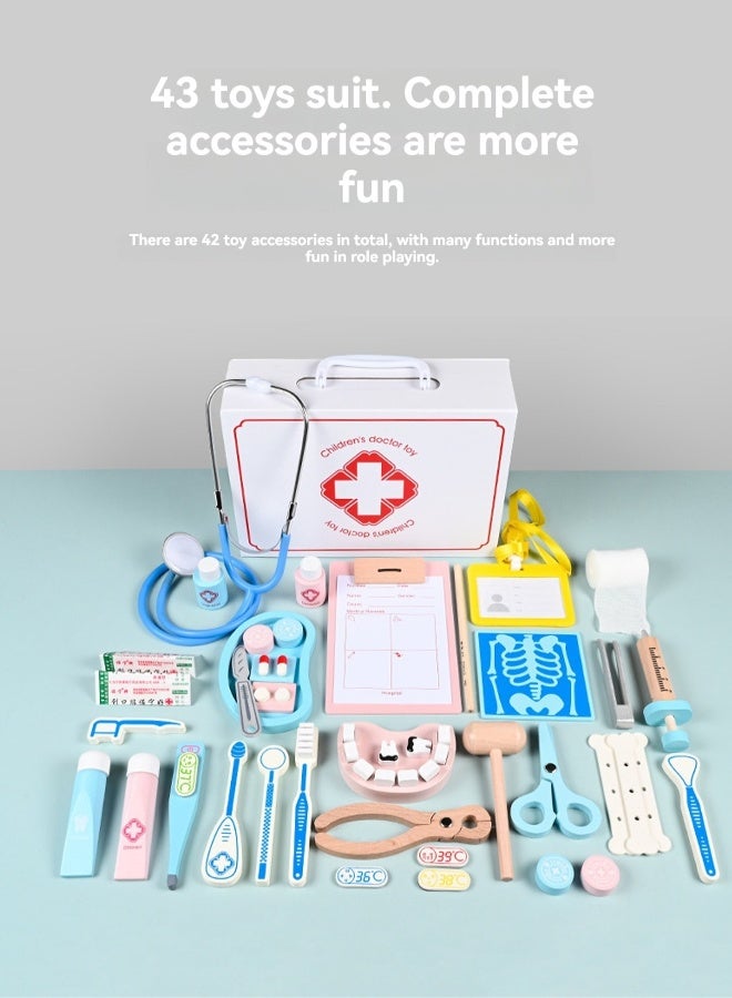 43 Pieces In A Box, Wooden Simulation Baby Injection And Medical Experience, Children'S Play House Doctor Toy Set Gift  - Image 4