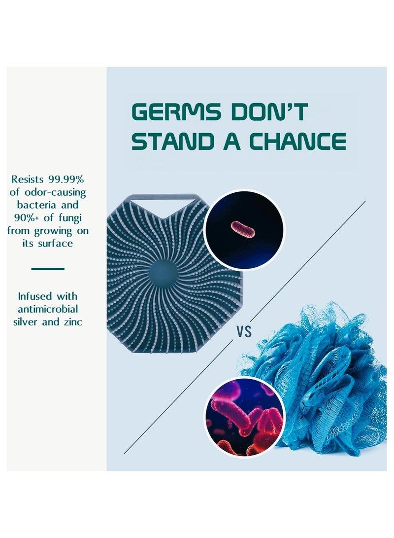 ZAITRO Silicone Body Scrubber, Gentle Exfoliating Body Brush in Shower Silicone Loofah with Easily Lather Bristles, Long Lasting, and More Hygienic Than Traditional Shower Loofah 1Pack, Charcoal - Image 3
