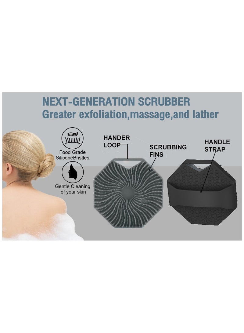 ZAITRO Silicone Body Scrubber, Gentle Exfoliating Body Brush in Shower Silicone Loofah with Easily Lather Bristles, Long Lasting, and More Hygienic Than Traditional Shower Loofah 1Pack, Charcoal - Image 4