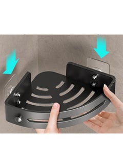 Cuken 2 pieces Bathroom Shower Shelves, Self Adhesive No Drilling Bathroom Corner Shower Caddy Organizer Rack with Integral Hook, Wall Mounted Rustproof Shower Storage Baskets for Bathroom  - Image 4