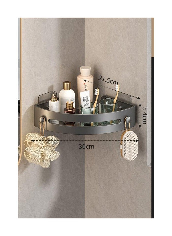 Cuken - 2 pieces Bathroom Shower Shelves, Self Adhesive No Drilling Bathroom Corner Shower Caddy Organizer Rack with Integral Hook, Wall Mounted Rustproof Shower Storage Baskets for Bathroom - Image 1