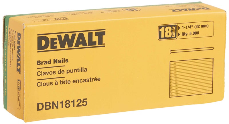 DEWALT Brad Nails, Heavy Duty, 18GA, 1-1/4-Inch, 5000-Pack (DBN18125) - Image 1
