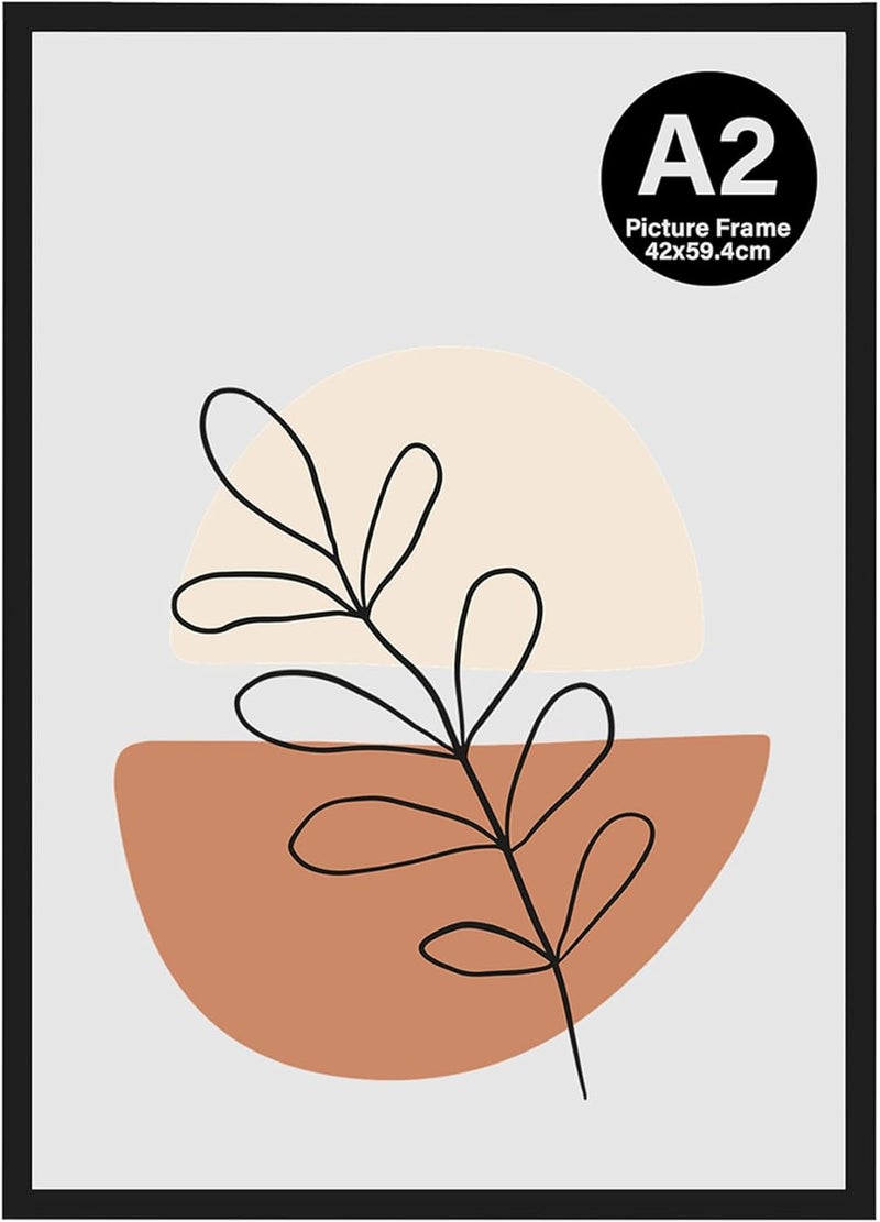 KAIWIN إطار صور مقاس A2، إطار صور خشبي أسود، إطار ملصق مقاس A2 (23.5 × 16.5 بوصة) للصور واللوحات والملصقات والأحجيات - Image 1