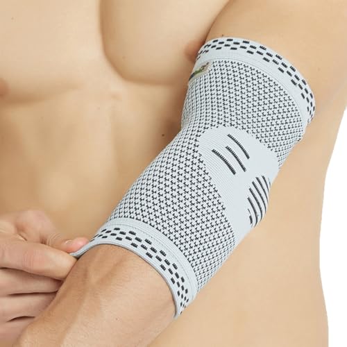 NeoTech Care دعامة كوع نيوتيك كير - قابلة للتنفس - للرجال والنساء، اليمين أو اليسار (رمادي، مقاس XS، 1 وحدة) - Image 2