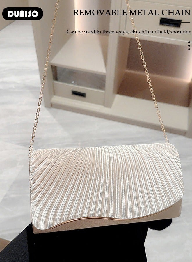 DUNISO Womens Clutch Bag, Sparkly Evening Clutch Purse, Champagne Shoulder Bag with Removable Chain, Crossbody Envelope Bag for Formal Dress Bride Wedding Prom Party - Image 2