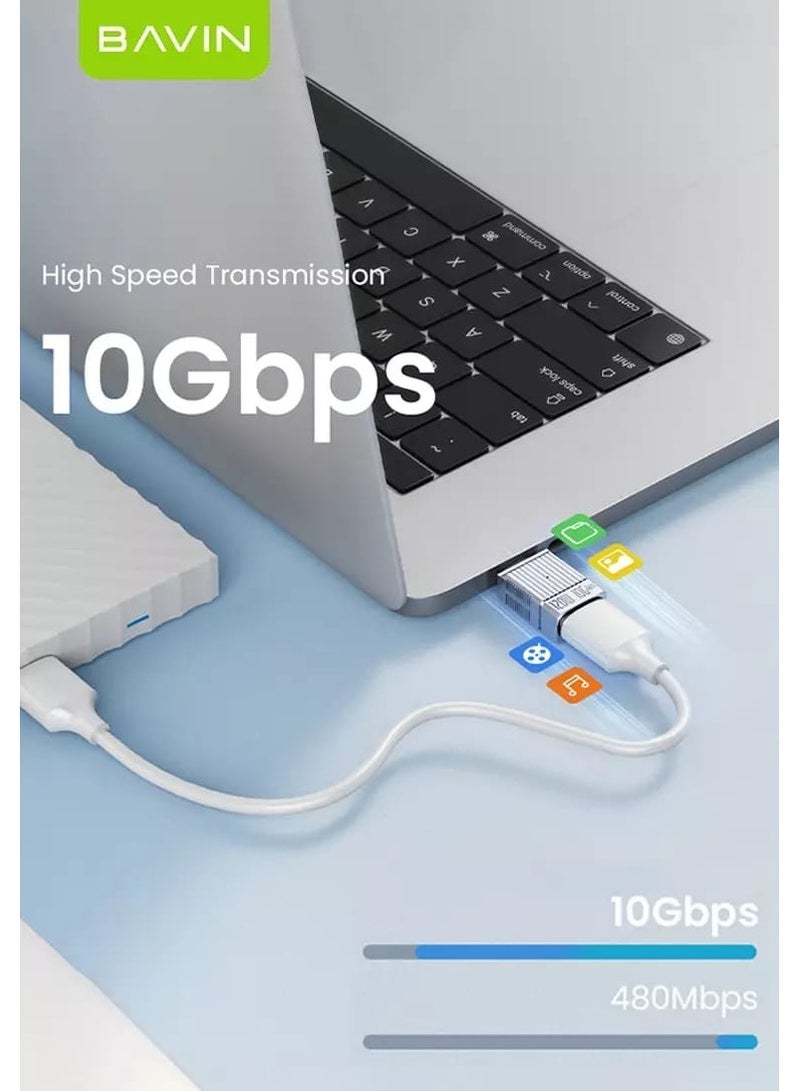 Bavin OTG-65 120W 10Gbps Fast Charging and Data Transfer Adapter Type-C to USB 3.1 - Image 5