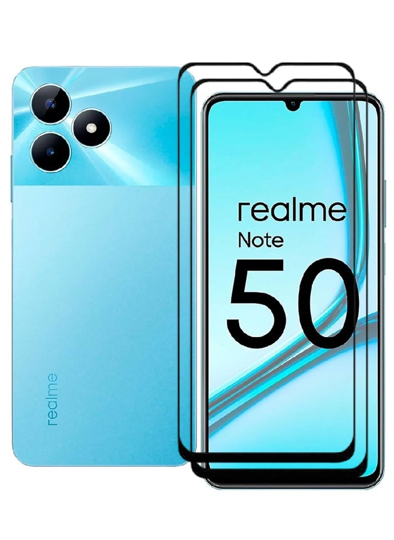 AINA حماية شاشة زجاجية مقسّاة 2 قطعة 5D مصممة لهاتف Realme Note 50 تغطية كاملة من الحافة إلى الحافة ولصق كامل خالي من الفقاعات - Image 1