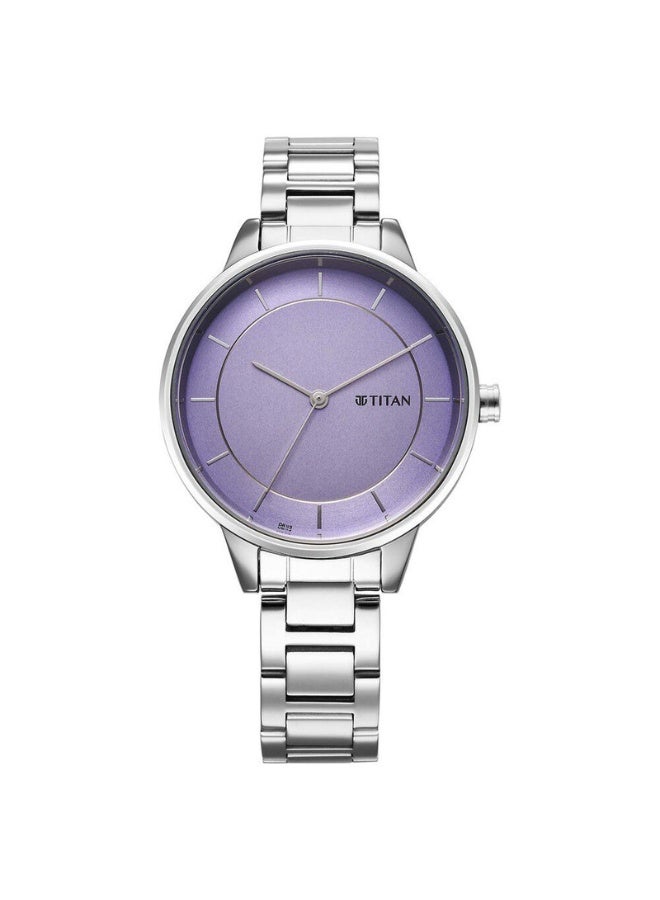 TITAN ساعة رازل دازل للنساء 2648SM12 – قرص موف، حزام من الفولاذ المقاوم للصدأ، حركة كوارتز - Image 1