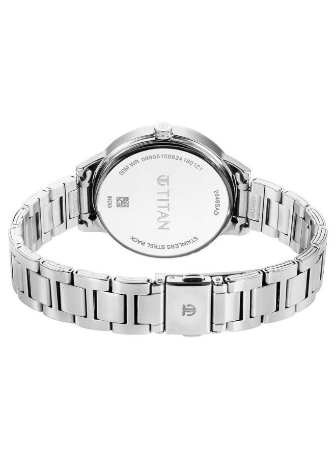 TITAN ساعة رازل دازل للنساء 2648SM12 – قرص موف، حزام من الفولاذ المقاوم للصدأ، حركة كوارتز - Image 5