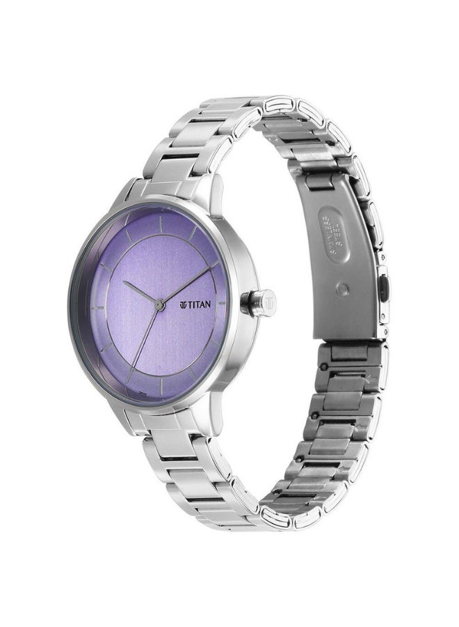TITAN ساعة رازل دازل للنساء 2648SM12 – قرص موف، حزام من الفولاذ المقاوم للصدأ، حركة كوارتز - Image 3