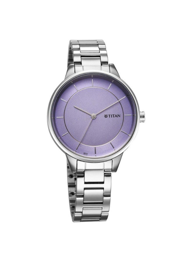 TITAN ساعة رازل دازل للنساء 2648SM12 – قرص موف، حزام من الفولاذ المقاوم للصدأ، حركة كوارتز - Image 2