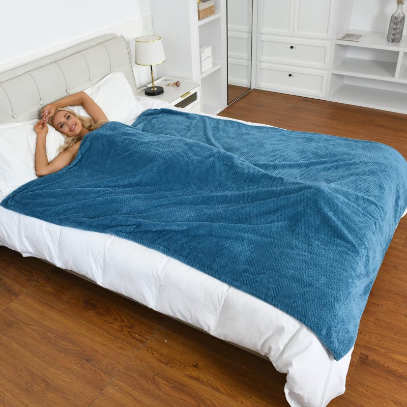 نيو كوزبلاي Newcosplay Super Super Throw Throw Plant Premium Silky Flannel Fleece Leaves Pattern Lightweight Banket طوال الموسم (Dark Blue Twin (60 "" x80 ")) - Image 4