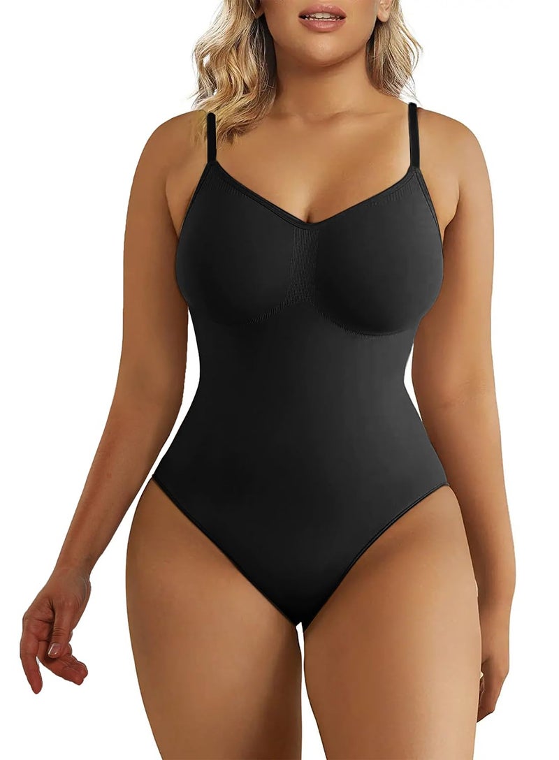 SHAPERX Women's Shapewear Bodysuit Tummy Control Body Shaper Seamless Sculpting Snatched Waist Body Suit,SZ5215-Black-S/M - Image 1