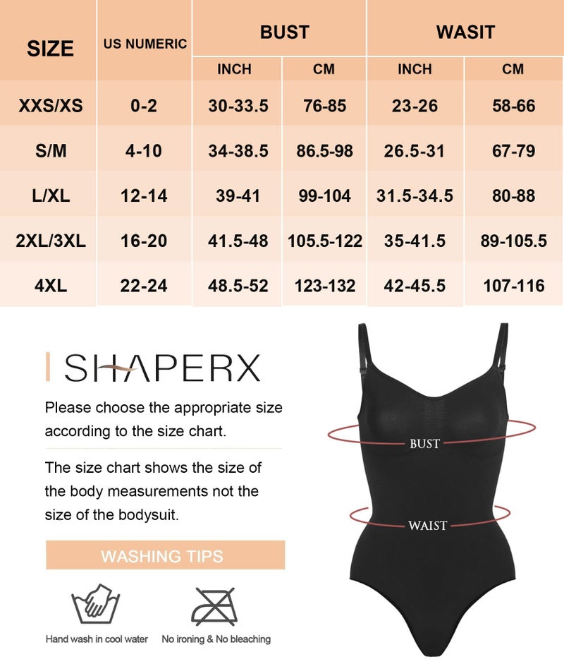 SHAPERX Women's Shapewear Bodysuit Tummy Control Body Shaper Seamless Sculpting Snatched Waist Body Suit,SZ5215-Black-S/M - Image 3