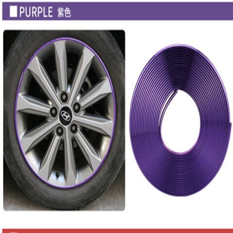 Generic Car wheel hub decorative strip wheel hub protection ring universal modification supplies tire anti-scratch rub body anti-collision strip Plating purple 8 meters a roll 