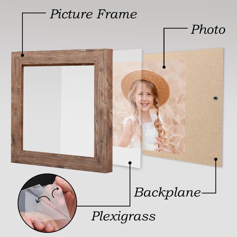 ORIVAN 4x4 Picture Frame Wood Display 4x4 Picture Distressed Brown Square Photo Frame for Wall and Tabletop Decoration - Image 4