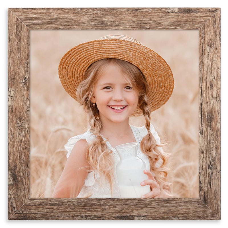 ORIVAN 4x4 Picture Frame Wood Display 4x4 Picture Distressed Brown Square Photo Frame for Wall and Tabletop Decoration - Image 1