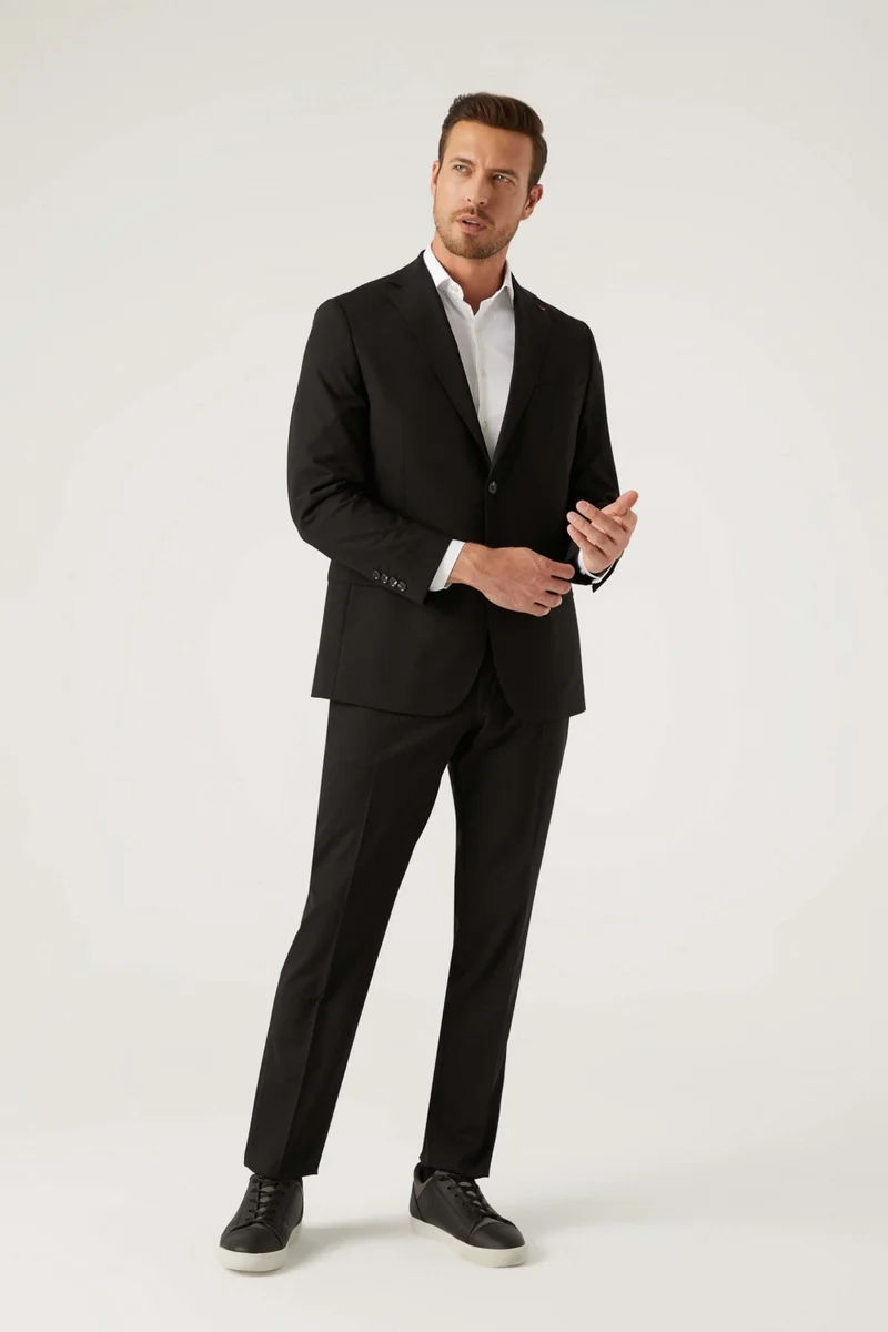 D'S DAMAT Ds Damat Comfort Fit Black Plain Travel Suit