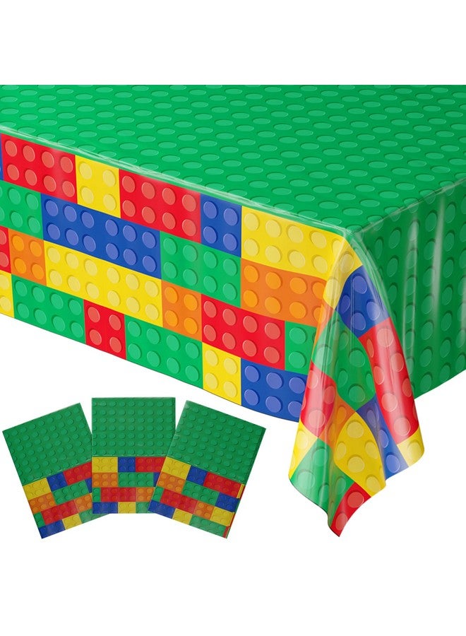 بلو أورتشدس أغطية طاولات من الطوب (عبوة من 3 قطع) - 54 بوصة × 108 بوصة كبيرة جدًا - حفلة مكعبات البناء، لوازم حفلات أعياد الميلاد للاعبين، حفلة عيد ميلاد مكعبات البناء، حفلة عيد ميلاد للأطفال، ديكورات أعياد الميلاد للأولاد - Image 1
