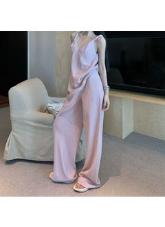 Elegant Socialite Pink Hot Girl Tank Top Womens Summer Wide Leg Pants 2-Piece Set Stylish Co-Ord Set For Special Occasions Pink top + pink casual pants