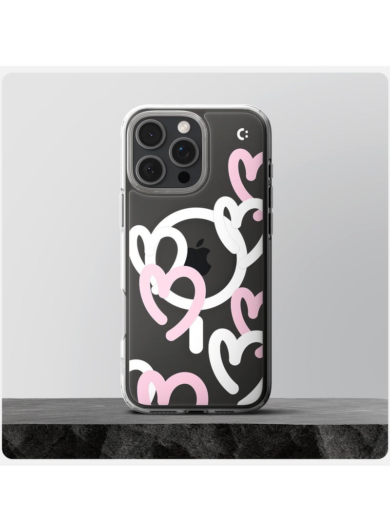 Spigen Ultra Hybrid MagFit for iPhone 16 Pro Case Cover with MagSafe (2024) Hearts White Pink - Image 3