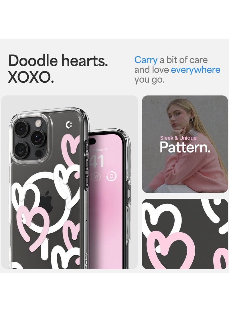 Spigen Ultra Hybrid MagFit for iPhone 16 Pro Case Cover with MagSafe (2024) Hearts White Pink - Image 4