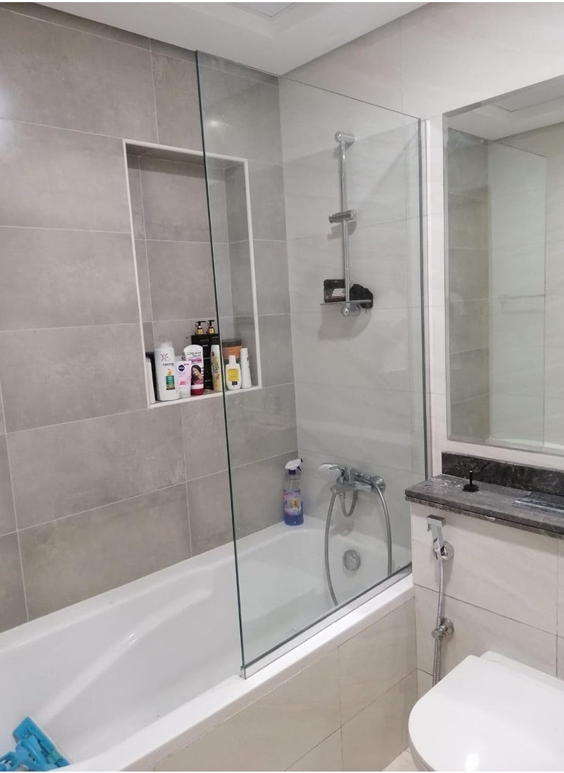 SS SS Tech Clear Fix Shower Glass 10mm With Aluminum Frame Powder Coated Size: 80x200cm 