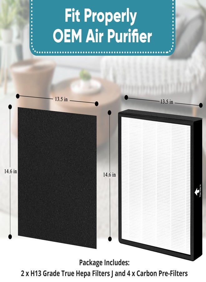 Omaeon FLT5900 Replacement Filter - J - Compatible with AC5900WCA and AC5900WDLX Air Purifiers - 2 x H13 Grade Filter & 4 x Carbon Pre-Filters - Part # FLT5900 - Image 2