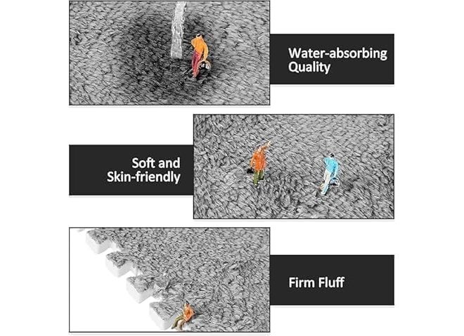 PIHARVA 12 قطعة سجادات أرضية من الفيلفيت متداخلة – بلاط فوم ناعم للأطفال في غرفة اللعب، غرفة النوم، غرفة المعيشة والمكتب – سجادات ألغاز مريحة وغير قابلة للانزلاق لتزيين المنزل، اللعب الإبداعي، والاسترخاء - Image 4