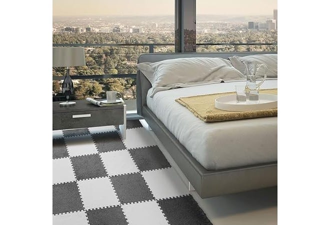 PIHARVA 12 قطعة سجادات أرضية من الفيلفيت متداخلة – بلاط فوم ناعم للأطفال في غرفة اللعب، غرفة النوم، غرفة المعيشة والمكتب – سجادات ألغاز مريحة وغير قابلة للانزلاق لتزيين المنزل، اللعب الإبداعي، والاسترخاء - Image 3