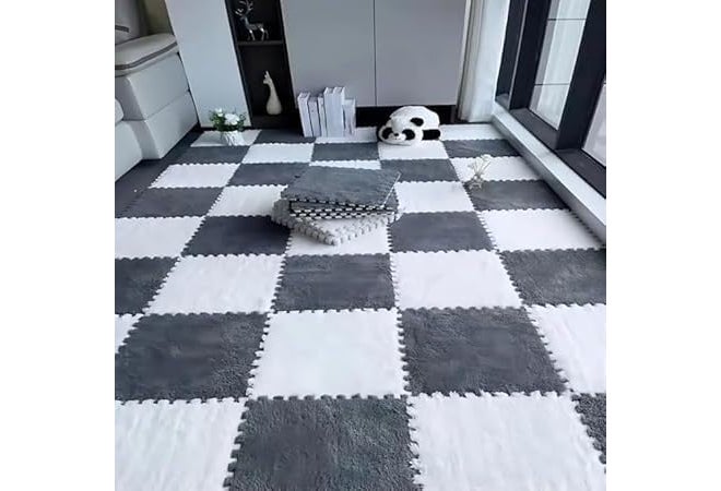 PIHARVA 12 قطعة سجادات أرضية من الفيلفيت متداخلة – بلاط فوم ناعم للأطفال في غرفة اللعب، غرفة النوم، غرفة المعيشة والمكتب – سجادات ألغاز مريحة وغير قابلة للانزلاق لتزيين المنزل، اللعب الإبداعي، والاسترخاء - Image 1