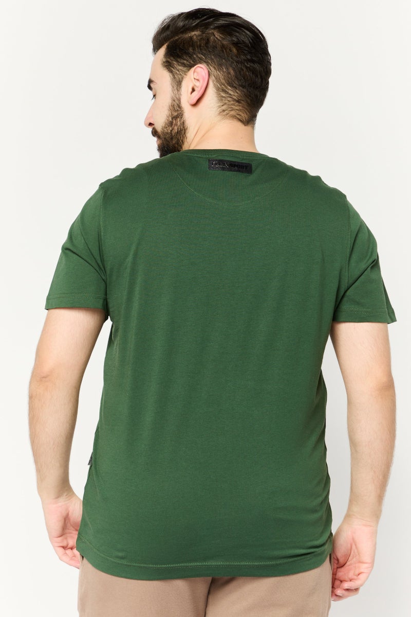 PHILIPP PLEIN Plein Sport Men Sportswear Fit Short Sleeves Outdoor T-Shirt, Dark Green - Image 4