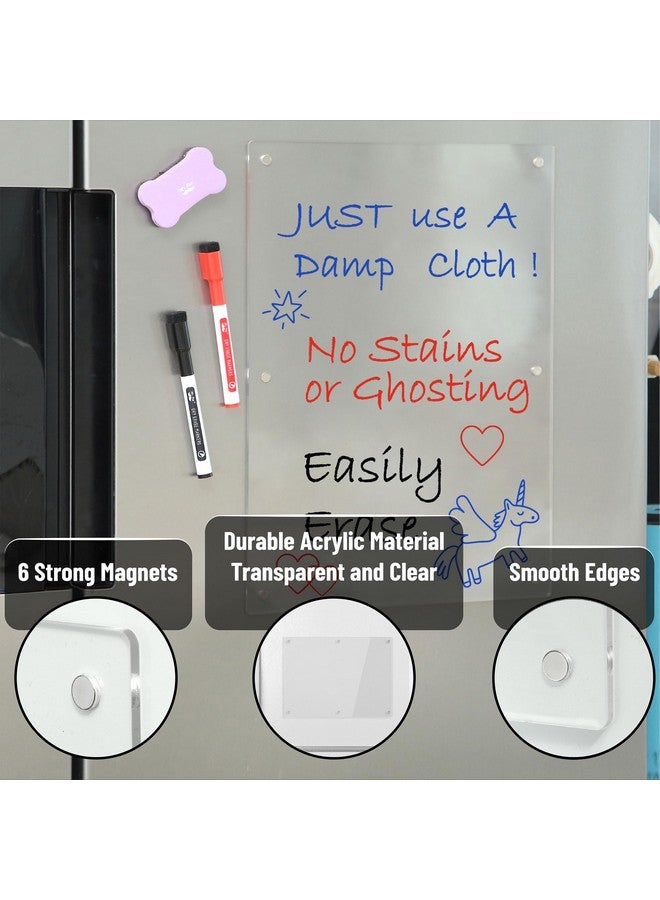 Mr. Pen - Acrylic Magnetic Dry Erase Board For Fridge, 15"X11", 3 Dry Eraser Markers, Acrylic Dry Erase Board, Acrylic Board, Clear Dry Erase Board For Fridge, Clear Magnetic Dry Erase Board For Fridge - Image 3
