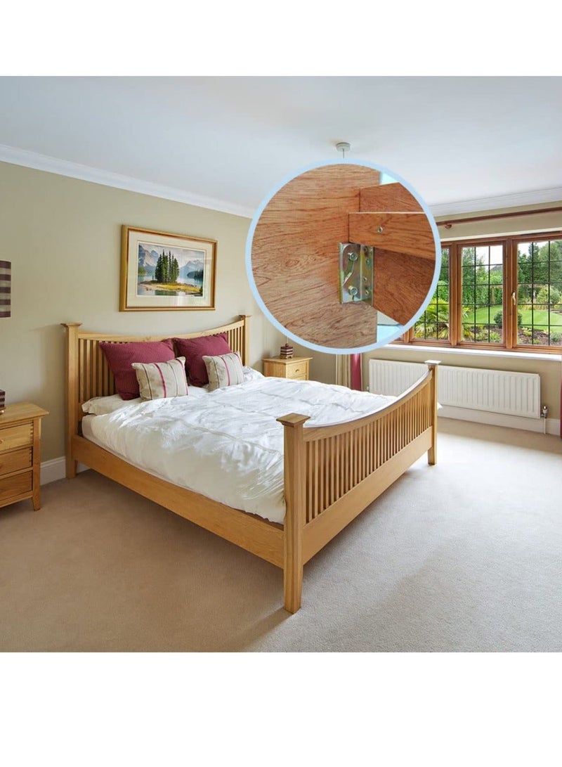 Bed Rail Brackets, Set of 4 Bed Rail Fittings, Heavy Duty Non-Mortise, Bed Frame Bed Post Double Hook Slot BracketScrews Included - Image 5