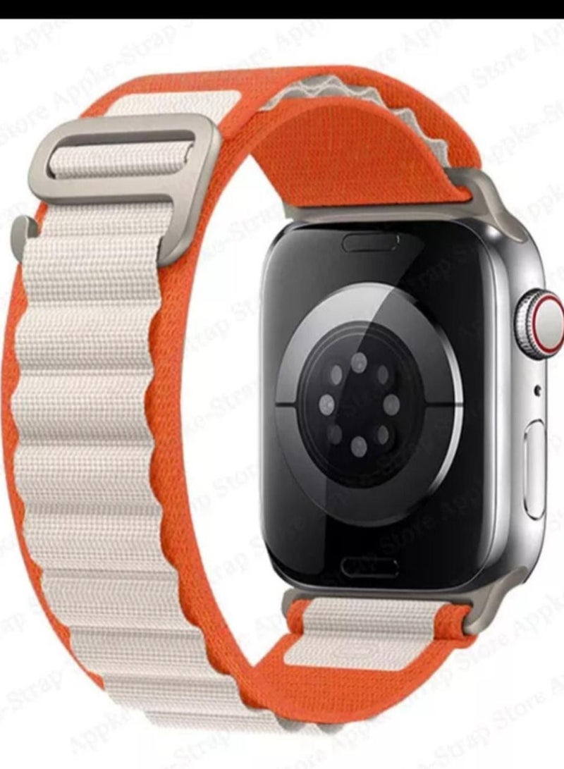 Replacement band for the Apple Watch orange and white size 45