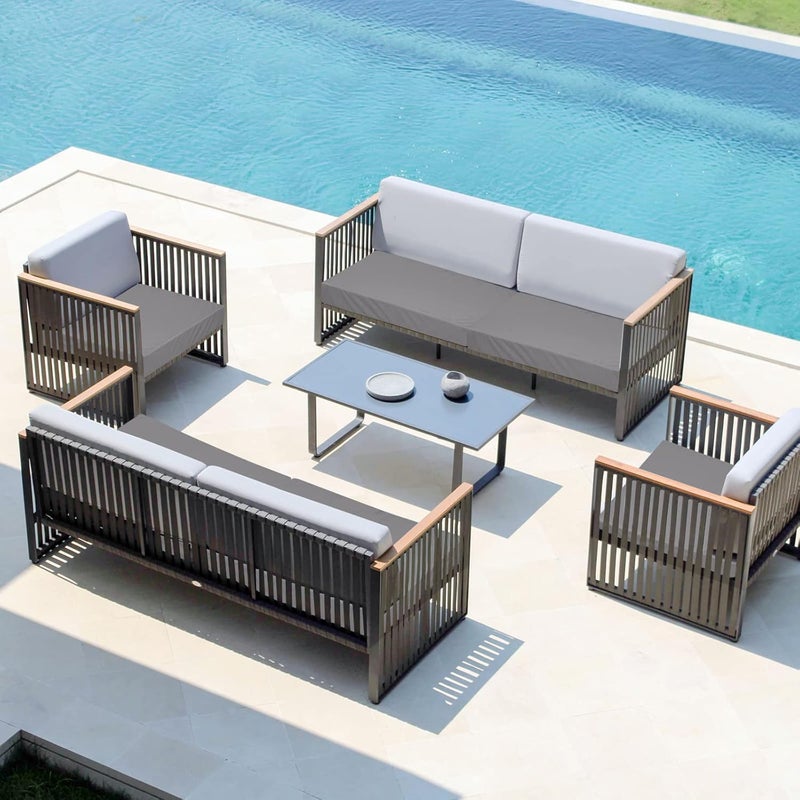 Easy-Going Waterproof Patio Cushion Covers 27x25x5 inch 4 Pack Replacement Non-Slip Outdoor Seat Cushion Slipcover with Zipper. ONLY Covers. Gray - Image 2